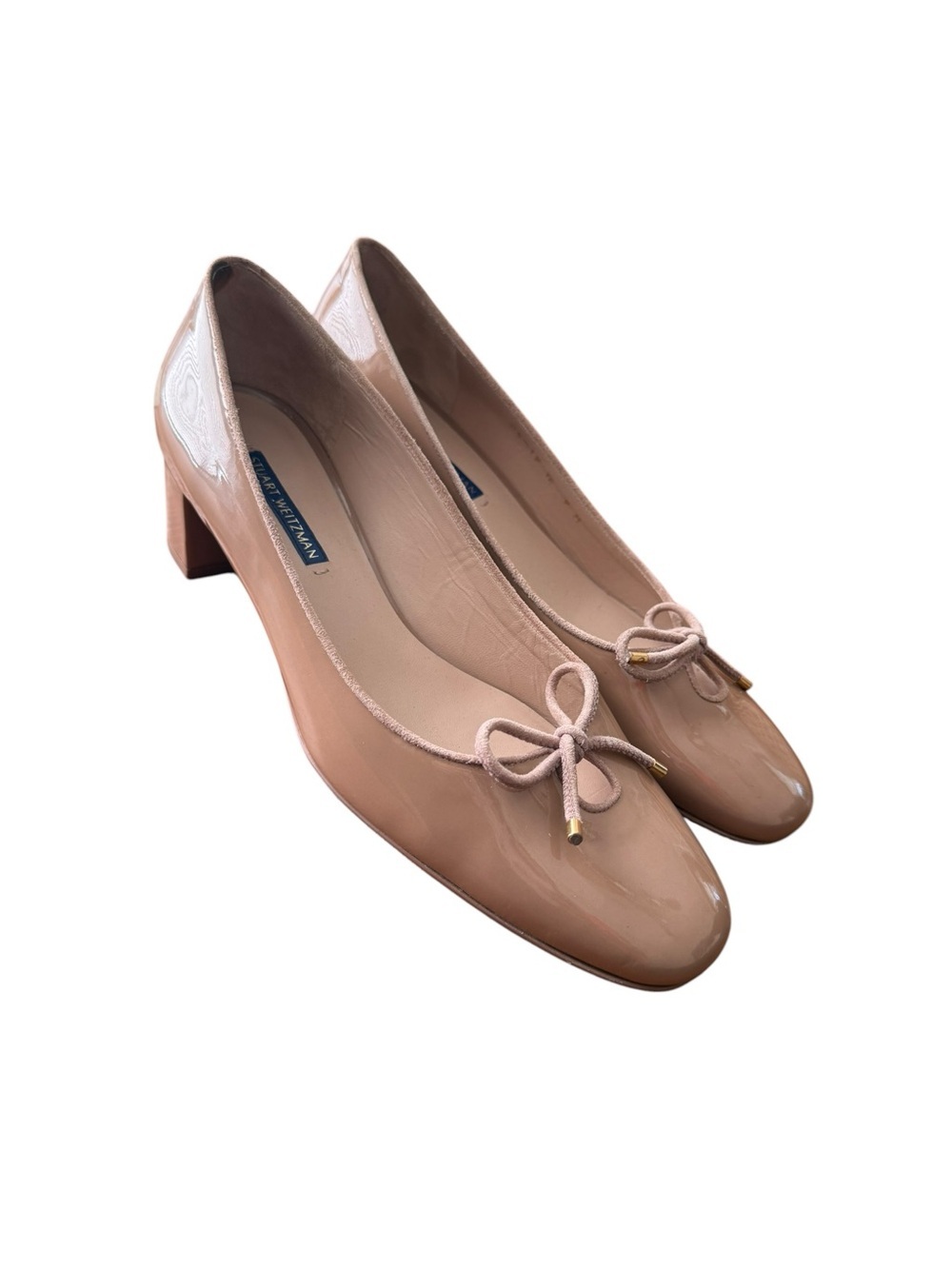 Stuart Weitzman Gabby Nude Patent Leather Ballet Pumps
